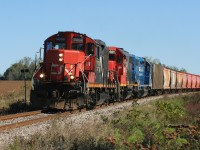 Almost 28 years later CN GP38-2 7501 is free of yard duties and is now part of CN L568’s consist as it heads west through Baden on the CN Guelph Subdivision. The unit was set-off that same night by CN L533 and promptly returned to CN’s MacMillan Yard on the next L533 from Kitchener, lasting only one trip on L568. 
