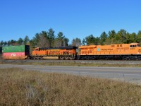 CP 8781 North blasts through Midhurst with train 119, recently repainted to recognize container shipping company, and partner of the new Port Saint John service to New Brunswick, Hapag-Lloyd. The first container train out of the new port in August of 2020 marked a quarter century after CP last serviced Atlantic Canada! 