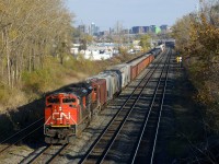 Running as a transfer as always and so limited to 15 mph maximum, CN 527 slogs towards Taschereau Yard with a long train and a pair of SD70M-2's for power (CN 8890 & CN 8005).