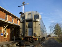 Cab car AMT 900 (donated to Exporail earlier this year) sits beside Hays Station. Next weekend it will be used as part of Exporail's Christmas train.