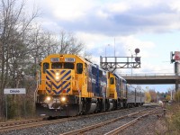 2021.11.22 ONR 1805 leading Ontario Northlander test train ONR 300, ONR 1809 and ONR 220 trailing. At Oriole Signal.