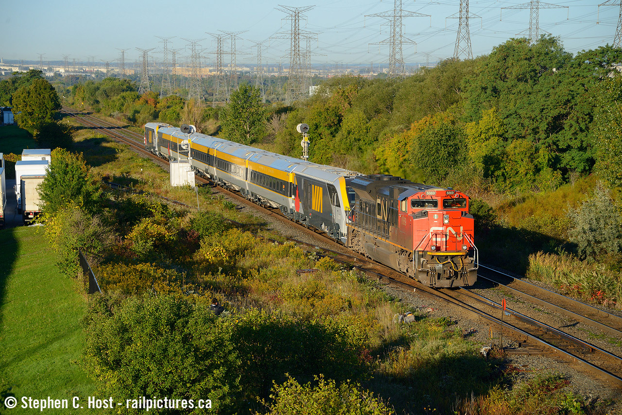 A rare chance of a CN powered VIA train - CN Essentially ran a passenger train from Chicago to Montreal in about 36 hours,as CN P698. A journey that started in California four days earlier on September 25, the train consisted of the class leaders of VIA's new Siemens fleet. Sitting in the front row of the class were VIA SC-40 2200, Business Class cars 2600 and 2700, regular coaches 2900 and 2800, cab car 2300, and locomotive 2210 which is (was?) labelled a SC-44. I'm still not sure why there are two different locomotive models here but informed sources are telling me one was labelled in error. A total of 32 trainsets are coming, and it would stand to reason a total of 32 locomotives are part of this deal with 30 locomotives and 31 trainsets left to be delivered. It'll be yet seen if they run more of these dedicated trains for delivery or if this was expedited for commissioning, training and testing purposes for VIA staff. The contract is for $989M CDN and will absolutely change the look of VIA trains in the corridor. Get your shots folks!
