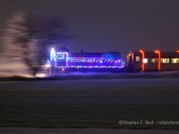 With headlights casting a beam into light falling snow, and everything covered in white, we have the perfect conditions for a Santa Train in mid November. WCR's S3 6593 is blasting through the fields of Woolwich Township heading to the "North Pole" to pick up Santa where the kids and adults of all ages enjoy the ride. Folks, plenty of time to get your tickets and bring your young ones, if my kids were 3 years younger we'd be all over this, but we've aged out already :) Tell your friends, the volunteers at the WCR have put on an amazing display sure to delight any children or grandchildren 'Santa' age. For tickets see their website, waterloocentralrailway.com. Plenty of tickets available, especially the Sunday runs. The night runs are VERY special because they have lit up displays all along the line - again, for those with young kids/grandkids don't miss this. The set up at the "north Pole" is HUGE and amazing.