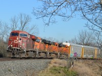 Rare for me to post a "same day" catch; but the thought of three BNSF on a train was enough to motivate me to make the drive from Grimsby up to Guelph Jct. So, here is the view from the side of Victoria Rd., mile 43.7 Galt Sub. CP 8788, BNSF 7631, 7238 and 6750 looked just great. Time was around 1300 hrs. What a gorgeous day!