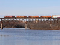 Looking a lot like the rockets you'd see on BNSF's transcon, 147 storms a fast flowing Grand River on a beautiful, is absurdly warm December day. There isn't much better than seeing 4 units on the headend of a train these days