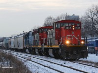 A classic power set is on the point of the 15:00 Yard Job as they switch Bunge in the twilight of December 17, 2020. CN 1408 and GTW 5849 was the other power. 
