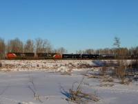 Chicago to Prince George M 34791 02 approaches Wabamun with CN 8938 and CN 5622