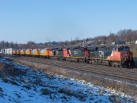 CN 422 rolls into Aldershot behind CN 2289, CN 2628 and CN 8022.  Along for the ride is 6 newly built/rebuilt QNSL AC44C6M's.  In order:  QNSL 437, QNSL 434, QNSL 435, QNSL 430, QNSL 432, QNSL 433.