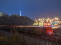 CN B730 has been stopped all day as it awaits its new crew to take it to it's destination in New Brunswick.
CN ET44AC 3271 is seen as the rear pusher of this train as it almost always has a 2+1+1 Gevo set up.