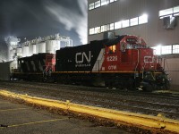 The crew of CN L566 has just changed ends and will begin working the Lanxess plant in Elmira, Ontario with GTW 6226 and CN 4028 before heading back to Kitchener later that night.

