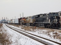 It has been a while since I have photographed this kind of variety on CN. It is nice gaining new trains along the line like 301/302 even if it is not for good. This was definitely a worth while cloudy day catch at Mt. Pleasant after finding out the OBRY wold not run this day. The IC heritage unit has been around for a bit, and the ex CREX units are also becoming more common. The KCS was a definite bonus, with the only CN painted unit being the DPU.