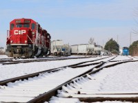 Back on December 20 the end of the Owen Sound sub. was already several days old. It seems for now GMTX 333 has taken up residence at Streetsville yard, and as of December 28 it is still here. Most likely either a case of no rush to send it to its new home or simply because the contract doesn't end till the end of the month so possibly the unit has to be on hand till then, although we all know there will not be another northbound run. This day the fresh snow gives the yard a clean look as local T14 backs onto a cut of cars in the yard , while someone gives 333 some attention, most likely making sure the unit is ready for its next trip, whenever that maybe. Things certainly have gotten a bit more boring around Streetsville without OBRY. 
