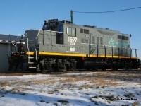 LDSX GP9u 1597, which is former CP 1597, awaits its first revenue run over the CN Cayuga Spur in Tillsonburg. The unit had made its maiden journey between St. Thomas and Tillsonburg on December 24. This section of the former “Canada Air Line” had seen a lot of work by new operator GIO Rail over the past few months, including the installation of thousands of new ties and ongoing work on crossing equipment for increased speeds, with the intention of growing the freight traffic. 


