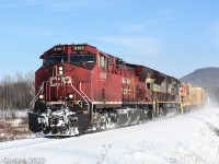 CPR 251 nearing Farnham on the second-to-last leg of its journey from Brownville Jct, Maine to Montreal's St Luc Yard.