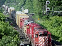 Back when the trains were more interesting; leasing numbers on CP were high; CP had an agreement to run over CN oakville sub and the days railfanning were quite enjoyable, many of us were out as often as possible.  This is typical CP traffic on a nice warm June morning. CP 5642, 5616, GATX 902 and CP 5665 are the units up front. The GATX SD40-2 was the former UP 3902.