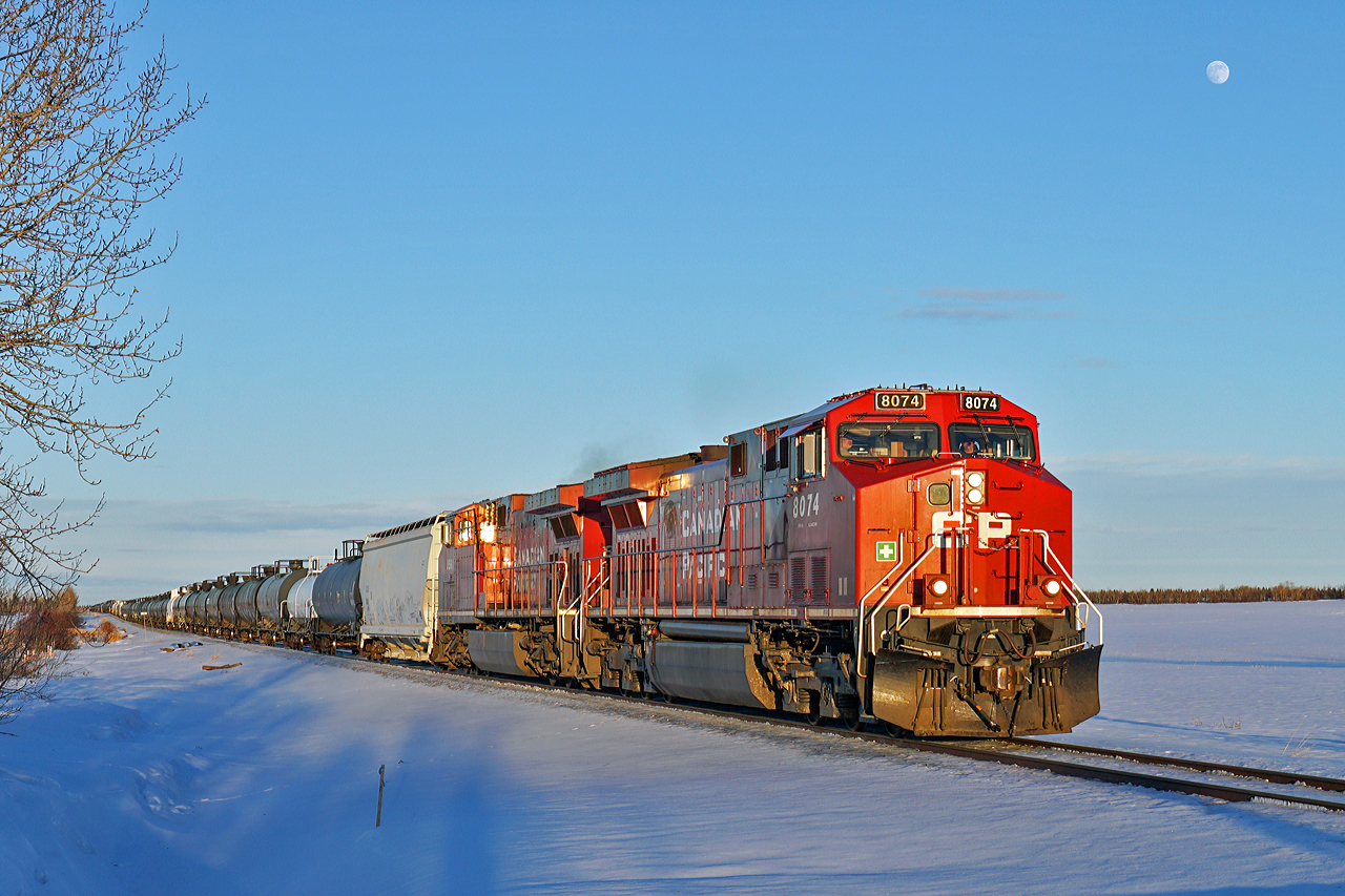 AC4400CWM CP 8074 heads an oil train west on CP's Scotford Sub.