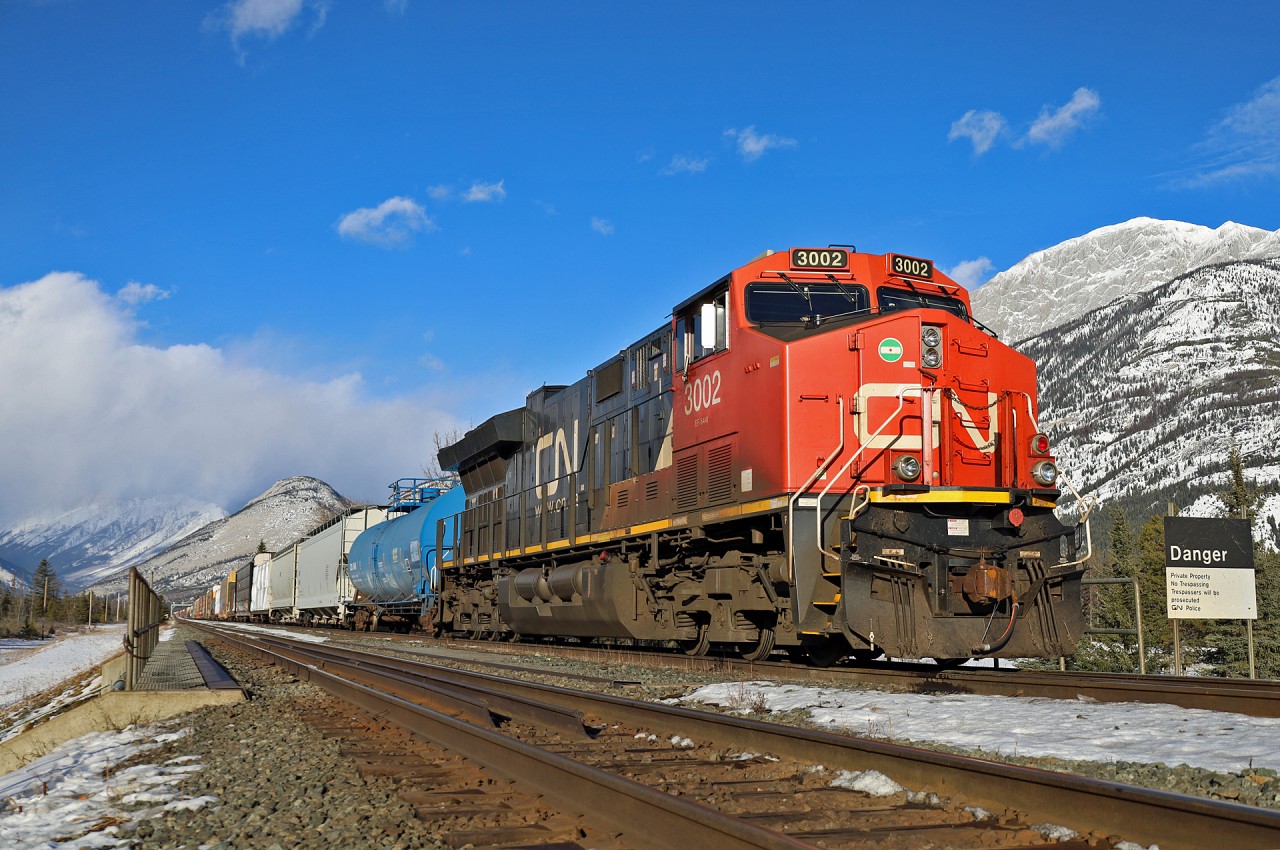 CN M 31151 22 is staged just outside of Jasper due to the historic floods in BC, which shut the CN mainline down for almost 3 weeks.