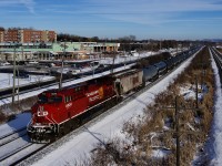 CP 8036 is in decent paint as it brings up the rear of loaded ethanol train CP 650 on cold winter afternoon. It was rebuilt from CP 9509 in 2018.