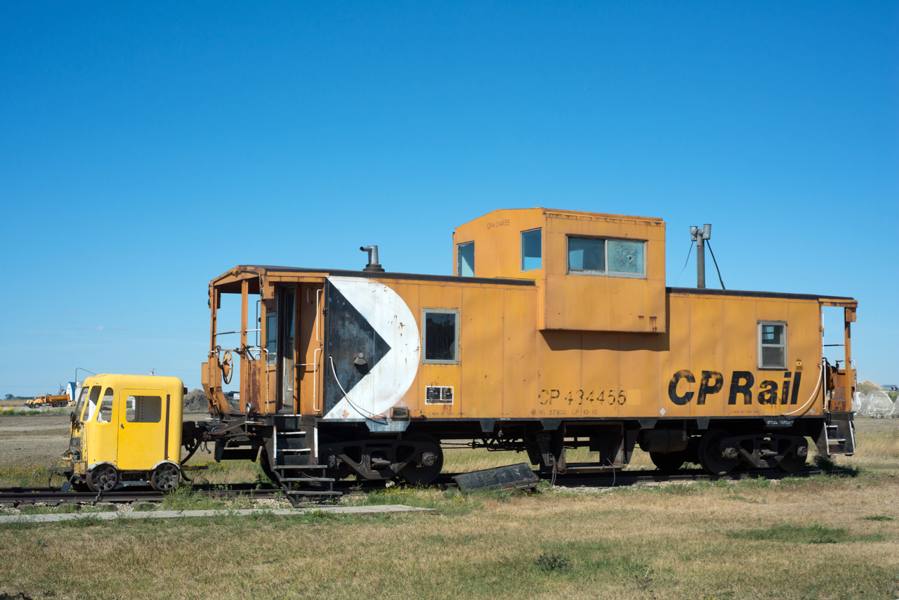 The town of Outlook Saskatchewan is one of those places that despite once being a significant rail hub, has not seen a train in 20+ years.  An old Angus built CPR van along with a speeder are the only pieces of rail equipment left in town.