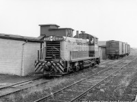 <b>The Last Mixed, Part 1.</b>  On Saturday, August 4, 1962, four railfans from the Upper Canada Railway Society, including Basil Headford, boarded Canadian Pacific Mixed train M741 at Guelph headed northwest to Goderich on what was the final run of southern Ontario’s last CPR mixed train.<br><br>Seen from combine 3313 spotted near <a href=http://www.trainweb.org/oldtimetrains/postcards/millbank.jpg>the Millbank station,</a> SW1200RS 8144 coasts down the siding returning to it’s train on the main after spotting two boxcars at Millbank Flour & Feed.  Note the boxcars on the other side of the building on their coal siding.  The train will continue to Goderich, becoming M742 for the return to Guelph.<br><br>An article detailing the trip appeared in the September 1962 newsletter: <a href=https://drive.google.com/file/d/19w4ofWgh8vTBotAPpeuT6KQeAVDSGr74/view?usp=sharing>found here.</a><br><br>CPR 8144, built by GMD in 1959, rebuilt to CP 1239 in 1981, retired 2012, sold to Independent Diesel Services of Minnesota.<br><br><i>Basil Headford Photo, Jacob Patterson Collection Print.</i>