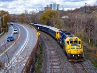 "Connecting the North"
Nearly a decade after the final trip of the Northlander, ONR had returned to the Don Valley! ONR P300, a test train from Cochrane to Toronto and back is winding through the Don Valley with ONT 1809 (the same locomotives that led the final Northlander in 2012), ONT 1805, 3 coaches, and ONT 220. There are many theories that the "return" of the Northlander is just a political stunt, and while I will not discuss my own opinions, I will say that I hope we see more runs in near future!