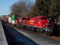 CP 7031 is in the lead of 420 as it heads South through Weston approaching the CN connector. 