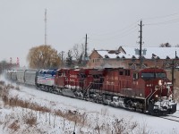 I really had no plans to go out for this one, but considering 246/247 have been hard to catch this week I figured I would go anyway just in case something interesting shows up. It seems it was worth the bother as ex Virginia Railway Express F40 V36 was part of the consist, now LTEX and reportedly headed for CAD Rail in Montreal. I’m very thankful for all the new snow piles popping up all over giving new vantage points. Word has it V34 should also head east at some point.
