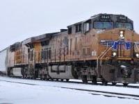 396 departing Brantford with UP 5840, UP 5414, and 118 cars. They had run out of hours at some point (overnight?) and ended up tied down at Oak Park Road