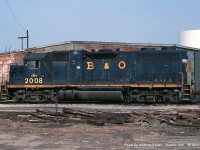 Patched CSX GP38 2008 awaiting its next assignment at Clifford Street. 2008 was built as B&O 3808 in October of 1967 