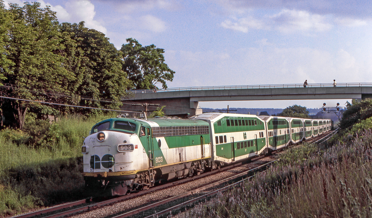 GO 903 is eastbound leaving Bayview Junction, Ontario on July 23, 1980.