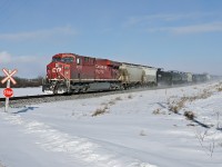 CP's A81 west out of Scotford stirs up the fresh dusting of snow as it heads through Strathcona County.
