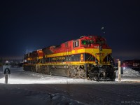 Just as CP 143 came into Smiths Falls, Train Master told the inbound crew they’d be dropping off the two KCS units, for a CWR train which we all found very unusual, since the KCS’s don’t have hot plates or fridges, therefore they cannot lead in Canada. But after further listening to inbounds and TM’s discussion, they’d have an SD40-2 leading it westward, with the KCS’s in trail. Here the KCS’s are seen in the shop track on the North side of the yard, awaiting their next assignment.