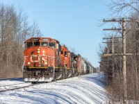 After CN L532 is done working the Ingredion interchange in Cardinal, the crew continues to head westward to service one last customer in Johnstown, before heading westward again towards the Brockville yard. 