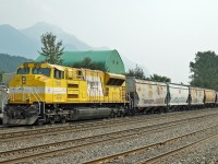 SD70ACe EMDX 7203 is the rear DP on an eastbound CP train paused in Golden for refueling.