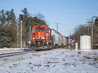 CN 4732 leads L568 west through Baden slowing for work at Nachurs Alpine Solutions.
