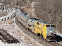 Detour VIA train 84, while it could easily have been any other VIA train by looking as it rounds the curve at Bayview. This is actually train #84 forced to detour today over the Dundas and Oakville subdivisions between London and Toronto thanks to significant flooding along the Guelph sub. at Shakespeare. This flooding has also affected GO and CN service along the line.  