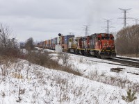 A rather interesting surprise for me and my friend who were out, we heard a L579 4708E getting permission through a foreman's limits near mile 7 not knowing what it was. As it was climbing the hill past the Humber, the sound became very prevalent that it was something heavy, and to our delight it was an almost mile long stack n' rack combo with only the geeps online!