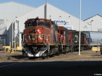CN 4762, 4710 and 7038 are assigned to the CN 0700 Job as they work the MANA facility (Max Aicher North America) in Hamilton during a sunny afternoon.