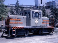 Canada Cement #2 in 1965 on the neatly kept company grounds in Port Colborne.  According to Colin Churcher’s Industrial locomotive guide, Canada Cement Port Colborne received two (2) new 45T units from GE in 1946.  The #2 GE unit was sold to Quebec Iron & Titanium in 1968, and the sister #1 unit to ZALEV Brothers in Windsor (relocated to PSTR in recent years and undergoing restoration now).  The plant existed in Port from the early 1900’s and ceased operations around 1969.  It was taken down shortly after including all the Company housing on what was Maple Avenue (now  Elgin Street west of Steele -  Portal Village Complex).  Canada Cement had their own spur that connected the factory with loading docks on the Welland Canal.  The spur crossed the NS&T (later CN Elm Street Spur) on diamond, and also had a Wye connection onto Elm Street.  In addition, the plant operated a line immediately parallel to the Dunnville Sub (south side) from the factory east of Cement Plant road approx. 3 km west to Quarry Road in Wainfleet.  Canada Cement operated at least 9 facilities across the country and the Port Colborne facility was a major employer with a very extensive network of rail lines inside and outside of their property.  The plant sat on the north side of Macey Yard which is still occasionally used for car storage by GIO.  Canada Cement was eventually sold to LAFARGE, and probably the most impactful legacy of the Company Key Man was the creation of Butchart Gardens in Victoria BC by Jennie Butchart, wife of Canada Cement shareholder Robert Butchart.   