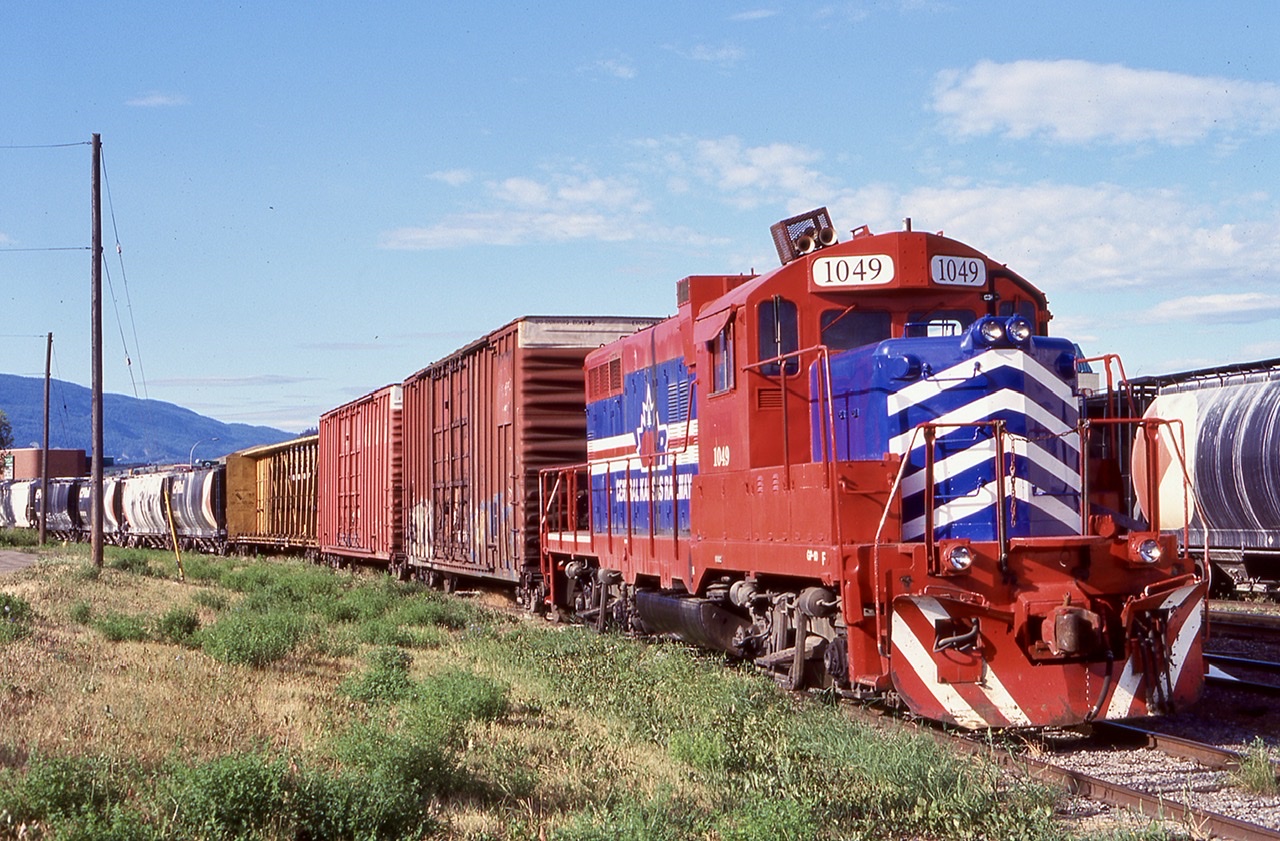 Omnitrax had a neat mix of power assigned to the Okanagan Valley Railway. This brightly painted GP10 was the only unit we found on that trip in the railway colours although like most units it at some point visited sister railroad Central Kansas Railway and received their markings. All was quiet this day with the rest of the railroads power parked elsewhere in town. Unfortunately Omnitrax eventually gave up the operation and I believe most of the line sits unused or ripped up today. CN I believe may still operate some shared portion of the line as well. Maybe someone can clarify.