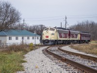 With close family and friends aboard, the memorial train for the late James A. "Jim" Brown departs Ingersoll headed to St. Thomas.  