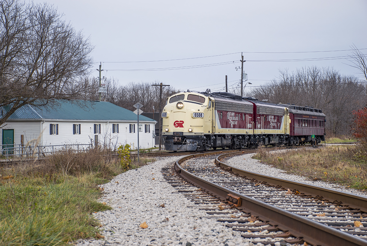With close family and friends aboard, the memorial train for the late James A. "Jim" Brown departs Ingersoll headed to St. Thomas.