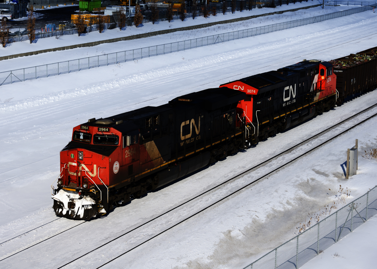 While CP went all out and painted CP 8757 in a special scheme for Canada's National Day for Truth and Reconciliation, CN has gone a simpler route and has put 'Every Child Matters' stickers on the nose of a few ES44ACs. Here one of them leads CN 527.