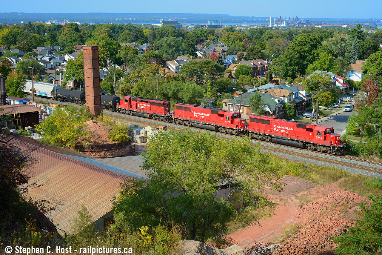 No drone: With clear views of the Steel City's North End, including Ivor Wynne Stadium, Stelco, Burlington Bay and the Niagara Escarpment the classic Brickworks vantage point provides a perfect location to capture CP 254 with this tripleset of six axle EMD power that got everyone all hot and bothered in the late summer and early fall of 2020. This set was together around a month and broken up by mid October 2020.