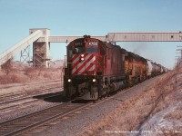 Canadian Pacific MLW M636 4702 leading a pair of leased Chessie geeps through Zorra on train #927