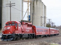 I’ve managed to catch most of the TEC trains on CP as they travel through Southern Ontario. In the past CP has had two TEC trains roaming the system and this is the first one to wear the full and bright all red scheme. With the pending KCS merger this scheme may soon be adjusted, but only time will tell. On this over cast April 19 the train is seen checking the north track at Streetsville. If you look closely the lasers are on in the trailing car and crew seen busy at work through the large glass window on the tail car. 