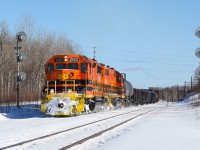 2022/02/23 GEXR 2123 leading OVR 431 North Bay-Sudbury, RLK 2054 trailing, at Moonlight 