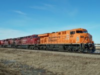 CP's "Every Child Matters" loco heads east from Camrose on the Wetaskiwin Sub.  Other locos are CP 8051, CP 9807 and CP 8920.