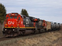After CN 3233 failed at Stevens Point, CN 2001 was called into the big leagues and placed on the point of U 26171 15 bound for the Kinder Morgan plant in Edmonton.  Surprisingly the veteran Dash 8-40C stayed in the lead out of Winnipeg, taking the roundabout route up the PNL through Dauphin, Canora and Humboldt, before returning to the mainline at Saskatoon.