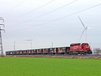 CP Work 5901 heads east at mile 88 on day 1 of a 3 day dump along the CP's Windsor Sub. The train would tie up overnight in the yard at Chatham before resuming work today. So nice to see and hear an SD40-2 again.